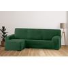 Funda De Sofá Elástica Adaptable. Modelo Rustica. Verde Chaise Longue Corto Izquierda