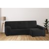 Funda De Sofá Elástica Adaptable. Modelo Rustica. Negro Chaise Longue Largo Derecha