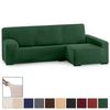 Funda De Sofá Elástica Adaptable. Modelo Rustica. Verde Chaise Longue Largo Derecha