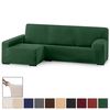 Funda De Sofá Elástica Adaptable. Modelo Rustica. Verde Chaise Longue Largo Izquierda