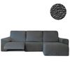 Funda Sofá Relax Bielastica Adaptable Chaise Longue Brazo Corto Derecha (250-360 Cm) Gris Oscuro