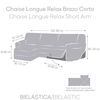 Funda Sofá Relax Bielastica Adaptable Chaise Longue Brazo Corto Izquierda (250-360 Cm) Marfil