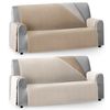 Protector Cubre Sofá Acolchado Reversible Círculos Vipalia 2 Plazas Beige - Marfil