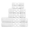 Toalla De Baño 450 Gr Set 6 Piezas 2 De Tocador, 2 De Lavabo Y 2 Tamaño Sábana Lunares Vipalia Blanco