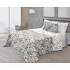 Colcha Bouti Verano Reversible Estampada Floral Vipalia Cama 90cm, Color Gris