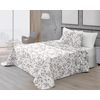 Colcha Bouti Verano Reversible Estampada Floral Vipalia Cama 90cm, Color Gris