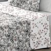 Colcha Bouti Verano Reversible Estampada Floral Vipalia Cama 90cm, Color Gris