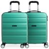 Pack 2 Maletas De Viaje Rígidas Cabina 4 Ruedas 55x40x20 Cm Trolley Abs T71650p Aguamarina