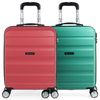 Pack 2 Maletas De Viaje Rígidas Cabina 4 Ruedas 55x40x20 Cm Trolley Abs T71650p Coral/agua