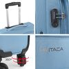 Maleta De Viaje Mediana Extensible Poliéster Eva Trolley 60cm Bolsillos 701060 Azul Vaquer