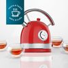 Hervidor De Agua Eléctrico De 1,8 Litros Thermosense 420 Vintage Light Red. 2200 W, 8 Tazas De Té De Capacidad, Medidor De Temperatura, Estilo Vintage, Base De Giro 360º, Acero Inox En Rojo