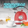 Hervidor De Agua Eléctrico De 1,8 Litros Thermosense 420 Vintage Light Red. 2200 W, 8 Tazas De Té De Capacidad, Medidor De Temperatura, Estilo Vintage, Base De Giro 360º, Acero Inox En Rojo