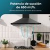 Campana Extractora 90 Cm Piramidal Bolero Flux Pm 906500 Black A. Motor 165w, Acabado Negro, Succión 650m3/h, Control Mecánico, 3 Niveles De Potencia, Luz Y Filtro De Carbono