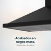 Campana Extractora 90 Cm Piramidal Bolero Flux Pm 906500 Black A. Motor 165w, Acabado Negro, Succión 650m3/h, Control Mecánico, 3 Niveles De Potencia, Luz Y Filtro De Carbono