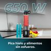 Batidora De Vaso Individual Power Titanium 650 Easygo Inox. 650w, Cuchilla 4 Hojas Con Recubrimiento De Titanio Negro, Incluye 2 Tubos Refrigeradores Y 2 Vasos Resistentes De 600ml