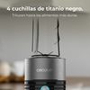 Batidora De Vaso Individual Power Titanium 650 Easygo Inox. 650w, Cuchilla 4 Hojas Con Recubrimiento De Titanio Negro, Incluye 2 Tubos Refrigeradores Y 2 Vasos Resistentes De 600ml