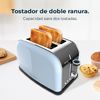 Tostador Vertical Toastin' Time 850 Blue, 850w De Potencia, Doble Ranura Corta Y Ranura Ancha 3,8cm, Varillas Superiores, Acero Inoxidable, Apagado Y Pop-up Automático, Recogemigas