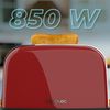 Tostador Vertical Toastin' Time 850 Red, 850w De Potencia, Doble Ranura Corta Y Ranura Ancha 3,8cm, Varillas Superiores, Acero Inoxidable, Apagado Y Pop-up Automático, Recogemigas