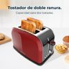 Tostador Vertical Toastin' Time 850 Red, 850w De Potencia, Doble Ranura Corta Y Ranura Ancha 3,8cm, Varillas Superiores, Acero Inoxidable, Apagado Y Pop-up Automático, Recogemigas