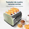 Tostador Vertical Toastin' Time 1700 Double Green, 1700w De Potencia, Doble Ranura Corta Y Ranura Ancha 3,8cm, Varillas Superiores, Acero Inoxidable, Apagado Y Pop-up Automático, Recogemigas