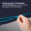 Topper Viscoelástico Flow Topdeluxe 135x190. Cubrecolchón Sobrecolchón. Viscoelástica 100% Con Acolchado De 7 Cm De Altura, 4 Correas Elásticas Antideslizantes, Funda Exterior Con Cremallera