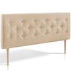 Cabecero Tapizado Oslo 160x100, Capitone En Tela Beige Tostado, Grosor De 8 Cm