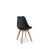 Pack 4 Sillas Klara Negro, Pata Madera Y Asiento Acolchado