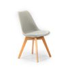 Pack 4 Sillas Klara Gris, Pata Madera Y Asiento Acolchado