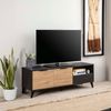 Mueble Tv Koln 2 Puertas Y 1 Cajón, Color Negro Cepillado Y Madera, 136,5 Cm (ancho) 40 Cm (profundo) 48,5 Cm (altura)