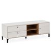 Mueble Tv Javea 2 Cajones Y 1 Puerta, Color Blanco Y Madera, 136,5 Cm (ancho) 40 Cm (profundo) 47 Cm (altura)