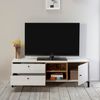 Mueble Tv Javea 2 Cajones Y 1 Puerta, Color Blanco Y Madera, 136,5 Cm (ancho) 40 Cm (profundo) 47 Cm (altura)