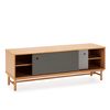 Mueble Tv Magnus 2 Puertas Correderas Color Gris, Madera Maciza