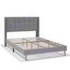 Estructura De Cama Tapizada Esther De 30 Cm, 90x190 Cm, Gris Claro