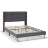 Estructura De Cama Tapizada Esther De 30 Cm, 90x190 Cm, Gris Oscuro