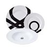 Set 18pcs Vajilla Porcelana Diseño Logo Estampado Negro Casa Benetton