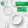 Set 18pcs Vajilla Porcelana Diseño Puntos De Colores Casa Benetton