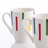 Set 4p Mugs Casa Benetton 360ml New Bone China Diseño Rayas De Colores