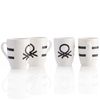 Set 4p Mugs 11cm 360ml New Bone China Diseño Logo Estampado Negro Casa Benetton