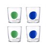 Set 4 Vasos De Agua Cristal Decorado Bicolor Casa Benetton 0,345l