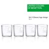 Set 4 Vasos De Agua Cristal Logo Transparente Casa Benetton 0,345l