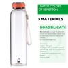 Botella De Agua 550ml Borosilicato Tapa Roja Casa Benetton