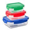 Tupper Cristal Benneton Set 3 Piezas Hermético Rectangular (330ml Tapa  Verde + 570ml Tapa Rojo + 1180ml Tapa Azul) Borosilicato Rainbow con  Ofertas en Carrefour