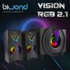 Biwond Altavoz Gaming Vision Rgb 2.1 (woofer 4" Y 2 Altavoces 2.5", Sonido Estéreo 3d, Luces Rgb, Compatible Con Pc, Smartphone Y Dispositivos Jack O Usb, 8w Y 4w X2) - Negro