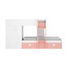 Cama Tren Con Armario Y 2 Cajones - 150x271x111 - Blanco / Rosa -Groe 