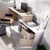 Pack Muebles De Oficina Con Mesa Escritorio Reversible Con Almacenamiento Y Armario Bajo, Natural / Blanco Brillo - Rox