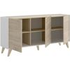 Mueble De Tv - Melamina - Estilo Escandinavo - Roble Y Blanco