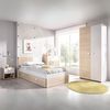 Conjunto De Dormitorio Dina Pack 4 Armario + Cómoda + Mesita + Cama Blanco/natural