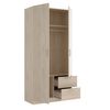 Armario Maxi 2 Puertas + 2 Cajones Con Espejo Natural 215x100x52 Cm