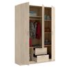 Armario De 3 Puertas Y 2 Cajones - Maxi - 215x150x52 - Natural