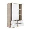 Armario 2 Puertas Corred +4 Cajones - 204x120x60 - Natural/blanco